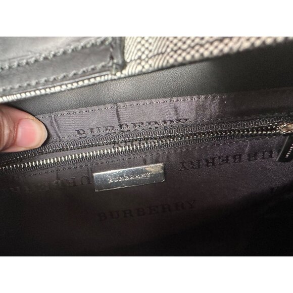 Burberry  Gray Nova Check Satchel/ Tote with Black Leather Buckled Handles - Picture 6 of 16